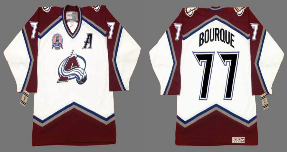 2019 Men Colorado Avalanche #77 Bourque white CCM NHL jerseys